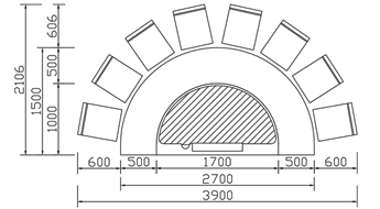 半圆形铁板烧CAD规格图